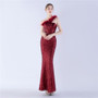 Feather One-Shoulder Slash Shoulder Sequined High-End Evening Dress