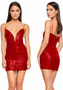 Women's Deep V Sleeveless Sequined Bodycon Dress