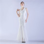 Elegant Beading And Feathers High-End Sequined Evening Dress