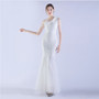 Elegant Beading And Feathers High-End Sequined Evening Dress