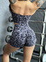 Leopard Print Fitness Shorts For Women Summer Drawstring Elastic Butt Lift High Waist Quick Drying Sports Yoga Shorts