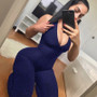 Jacquard Jumpsuit Sexy Yoga Wear Jumpsuit Women's Low Back Fitness One Piece Pants