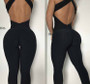 Jacquard Jumpsuit Sexy Yoga Wear Jumpsuit Women's Low Back Fitness One Piece Pants