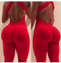 Jacquard Jumpsuit Sexy Yoga Wear Jumpsuit Women's Low Back Fitness One Piece Pants