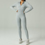 Seamless Zipper Long-Sleeved Long Jumpsuit One Piece Yoga Suit Tight Fitting Running Quick-Drying Sports Fitness Clothing