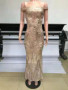 Women Off Shoulder Sequin Backless Maxi Dress