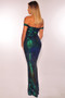 Women Off Shoulder Sequin Backless Maxi Dress