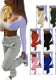 Women Fleece Sports Casual Drawstring Pockets Stacked Pant