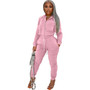 Women hooded zipper Top and Pant Casual two-piece set