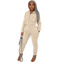 Women hooded zipper Top and Pant Casual two-piece set