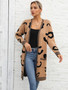 Plus Size Women Fall and Winter Leopard Knitting Cardigan Sweater