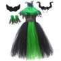 Halloween Girls Sequin Feather Collar Witch Dress Cosplay Costume