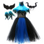 Halloween Girls Sequin Feather Collar Witch Dress Cosplay Costume