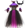 Halloween Girls Sequin Feather Collar Witch Dress Cosplay Costume