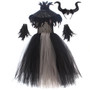 Halloween Girls Sequin Feather Collar Witch Dress Cosplay Costume