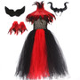 Halloween Girls Sequin Feather Collar Witch Dress Cosplay Costume