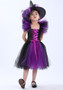 Halloween girls' mesh puffy dress with matching hat, children's witch performance costume