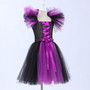 Halloween girls' mesh puffy dress with matching hat, children's witch performance costume