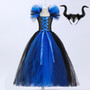 Halloween children's Maleficent witch dress with headband mesh dress two-piece set