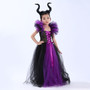 Halloween children's Maleficent witch dress with headband mesh dress two-piece set