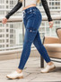 Drawstring Elastic Waist Stretch Fit Tight Denim Pants