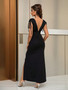 Summer Fashion Women's Sexy Chic V Neck Drawstring Slit Evening Dress