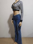 Women's Street Fashion Pleated High Waist Stretch Denim Casual Pants