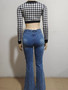 Women's Street Fashion Pleated High Waist Stretch Denim Casual Pants