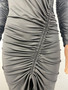 Women's Spring Fashion Sexy Slash Shoulder Drawstring Slit Dress