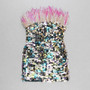 Strapless Slim Fit Feather Tight Fitting Sequin Bodycon Mini Dress