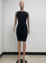 Women Solid Backless Sleeveless Bodycon Dress