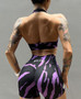 Women Fitness Yoga Halter Neck Backless Heart Print Top Shorts Set