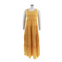 Women's Cascading Ruffles Dress Sleeveless Slip Round Neck Swing Dress