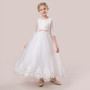 Half-Sleeve Trendy Girls Pouf White Wedding Dress Sweet Princess Catwalk Flower Girl Formal Party Dress