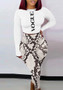 Women's Printed Tight Fitting Top + Pants Set Two-Piece Set