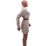 Women's  Solid Long Sleeve Shirt Pleated Skirt Two Piece Set