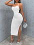 Women's  Casual Summer Solid Sexy Lace-Up Low Back Bodycon Dress