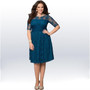 Plus Size Women lace Solid Dress