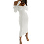 Women Sexy Off Shoulder V Neck Long Sleeve Dress