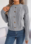 Women Casual Solid Button Long Sleeve Sweater