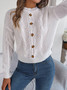 Women Casual Solid Button Long Sleeve Sweater