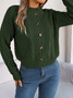 Women Casual Solid Button Long Sleeve Sweater