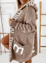 Autumn And Winter Coat Loose Hooded Pocket Letter Knitting Cardigan Coat