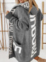 Autumn And Winter Coat Loose Hooded Pocket Letter Knitting Cardigan Coat