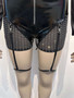 Women Sexy Patchwork Beaded Lace-Up Long Sleeve Crop Top and Shorts Two-piece Set