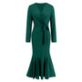 Plus Size Women V Neck Long Sleeve Fishtail Dress