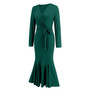 Plus Size Women V Neck Long Sleeve Fishtail Dress