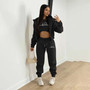 Women Letter Printed Plush Hoodies and Pant Casual Three-Piece