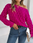 Women Autumn and Winter Casual Feather Hollow Off Shoulder Off-Shoulder Balloon Sleeve Sweater