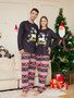 Christmas Cartoon Elk Letter Round Neck Family Pajama Two-piece Set